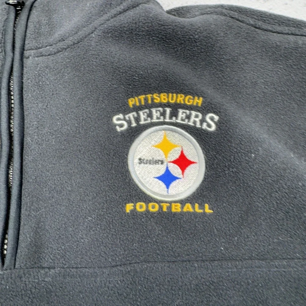 Pittsburgh Steelers Sweater Mens XL Black NFL Football 1/4 Zip Fleece NFL
